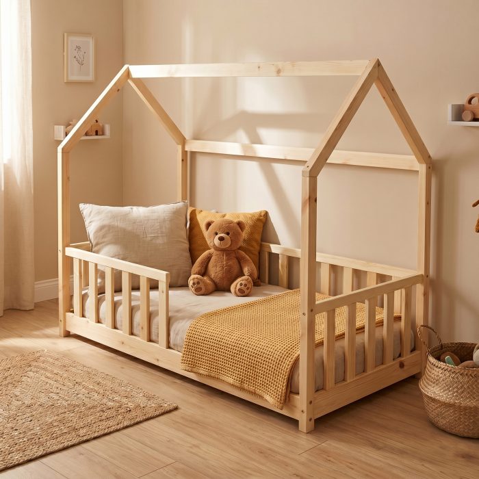 Lit Cabane 70x140 avec barrière