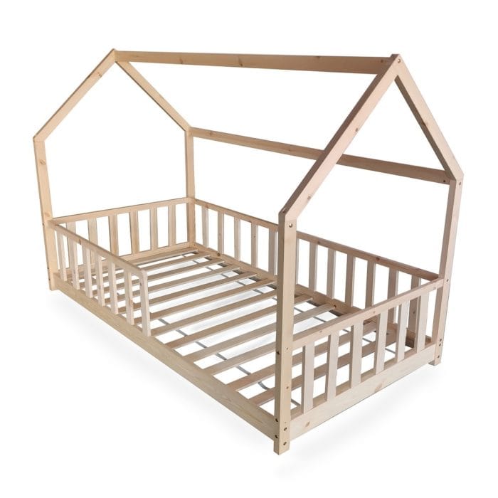 lit cabane enfant 90x190 avec barrière