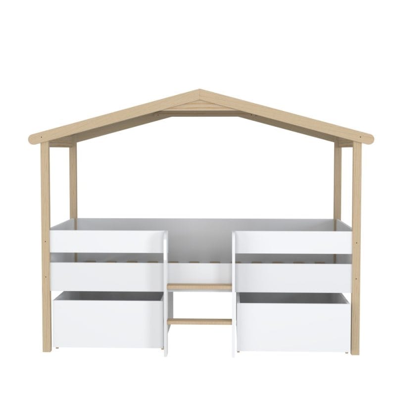 lit cabane enfant mi-hauteur avec rangement