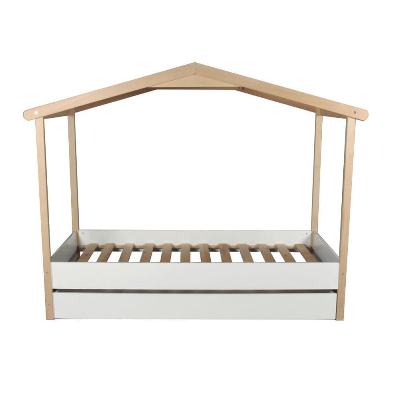 lit cabane enfant toit tissu 90x190