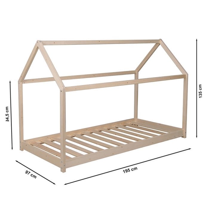 lit enfant cabane 90x190 avec barrière amovible